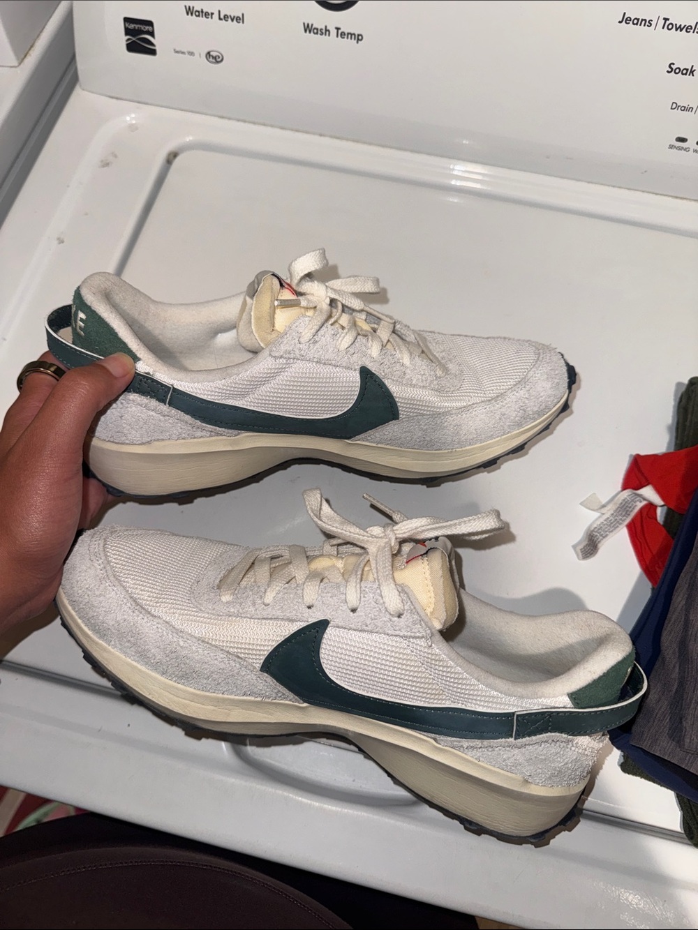 Nike Women’s White and Dark Green Waffle Debut Sneaker